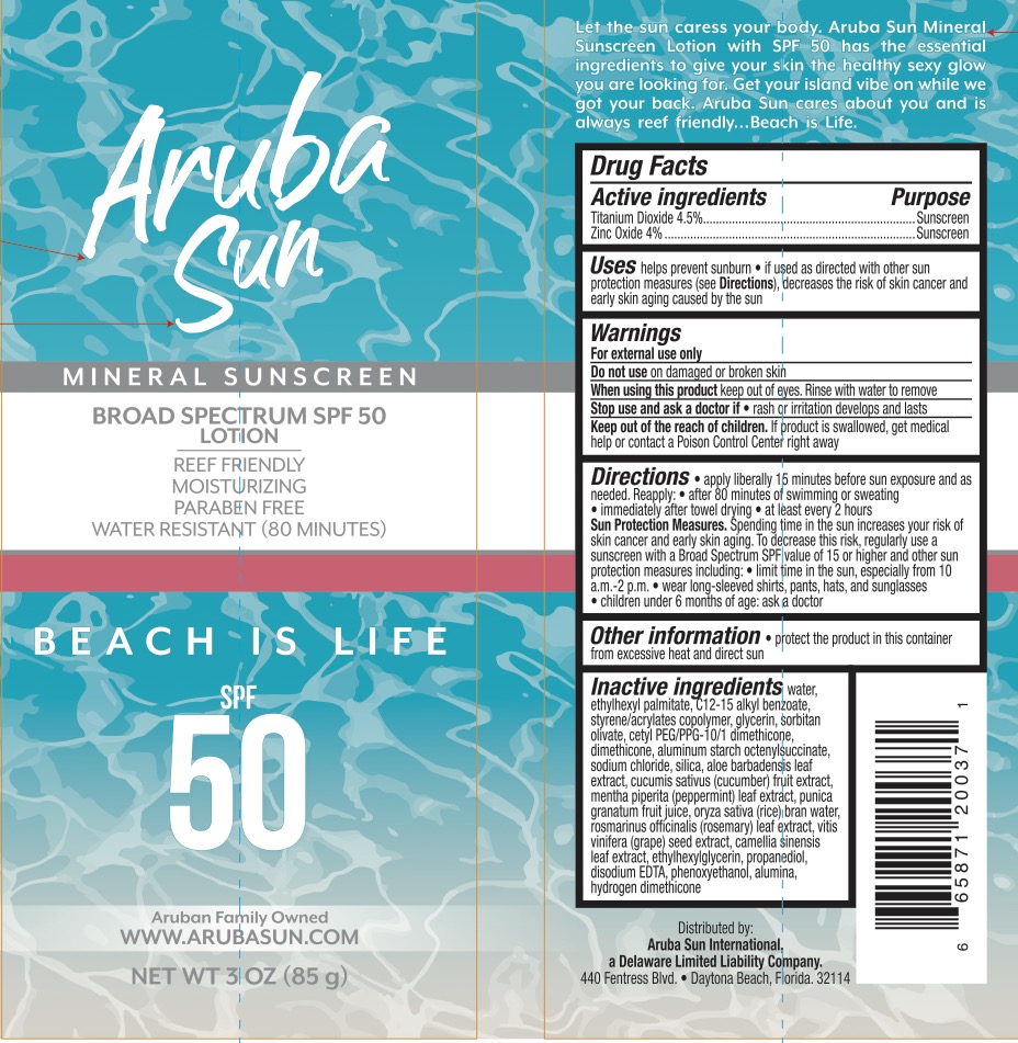 Label Aruba Sun Mineral Sunscreen Lotion Topical Indications, Usage